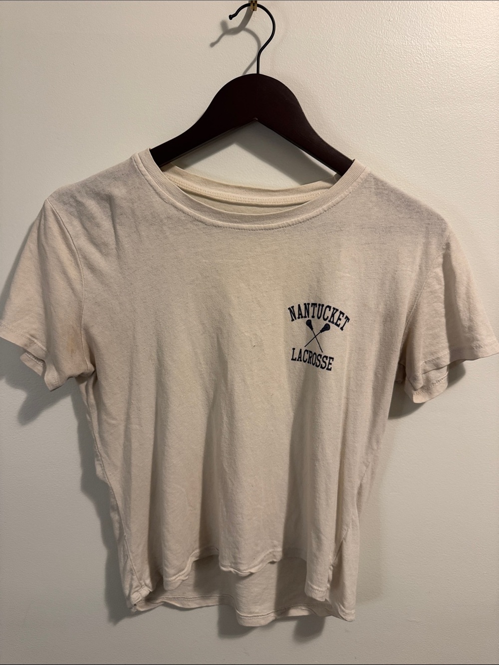 Brandy Melville Cream Nantucket Lacrosse Short-Sleeve Tee